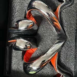 Julian Hakes Mojito Heels (Orange + Chrome)